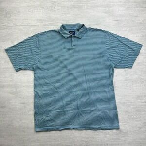 Callaway Golf Polo Shirt Mens XL Blue Striped Two Ply Mercerized Pima Cotton